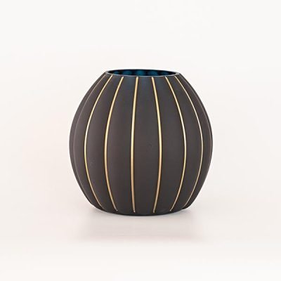 ΓΥΑΛΙΝΟ ΒΑΖΟ, ΜΕ ΧΡΥΣΕΣ ΓΡΑΜΜΕΣ, 10,5×21,5x21cm (600-45434)