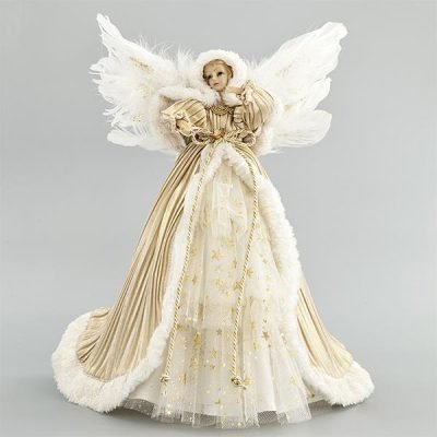 ΝΕΡΑΙΔΑ ΚΟΡΥΦΗ ΔΕΝΤΡΟΥ, ΛΕΥΚΗ-ΧΡΥΣΗ, ΜΕ ΑΣΤΕΡΑΚΙΑ, 35cm (600-44796)