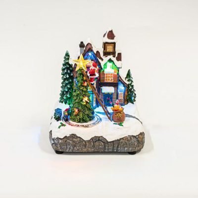 ΧΡΙΣΤΟΥΓΕΝΝΙΑΤΙΚΗ ΑΥΛΗ ΜΕ ΑΓΙΟ ΒΑΣΙΛΗ ΣΕ ΣΚΑΛΑ, ΜΕ ΜΕΤΑΣΧΗΜΑΤΙΣΤΗ, 13 LED, ΜΕ ΜΟΥΣΙΚΗ ΚΑΙ ΚΙΝΗΣΗ, 19x16x22cm (600-45615)