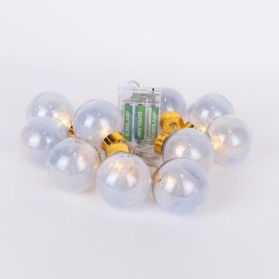 ΣΕΙΡΑ, 10 LED 5mm, ΔΙΑΚΟΣΜΗΤΙΚEΣ ΜΠΑΛΕΣ ΜΕ ΑΣΗΜΙ ΥΦΑΣΜΑ, ΜΠΑΤΑΡΙΑΣ 3ΧΑΑ, ΧΡΟΝΟΔΙΑΚΟΠΤΗ, ΔΙΑΦΑΝΟ PVC ΚΑΛΩΔΙΟ, ΘΕΡΜΟ ΛΕΥΚΟ LED ΑΝΑ 15cm, ΠΡΟΕΚΤΑΣΗ ΠΑΡΟΧΗΣ 30cm, IP20 (600-03056)