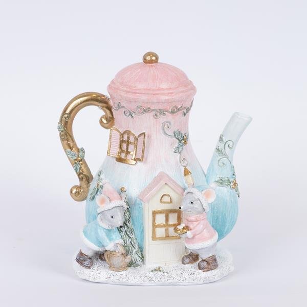 ΠΟΛΥΡΕΖΙΝ ΤΣΑΓΙΕΡΑ, ΡΟΖ ΜΕ ΠΟΝΤΙΚΑΚΙΑ , 11.5x14.5x15.5cm (600-46270)