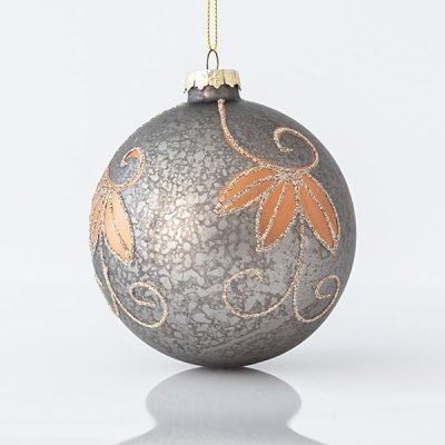 ΓΥΑΛΙΝΗ ΜΠΑΛΑ, ΓΚΡΙ, ΜΕ ΣΑΜΠΑΝΙ ΣΧΕΔΙΑ, ΣΕΤ 4ΤΜΧ, 10cm (600-45045)