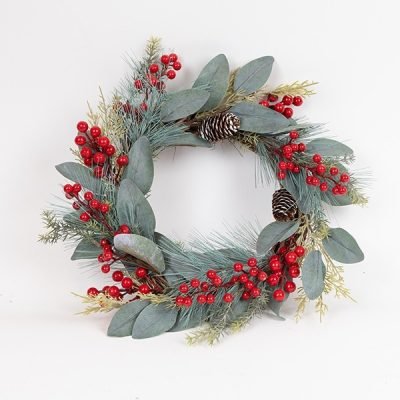 ΣΤΕΦΑΝΙ ΜΕ ΛΕΥΚΑ ΠΕΡΛΕ BERRIES, 48cm (600-47981)