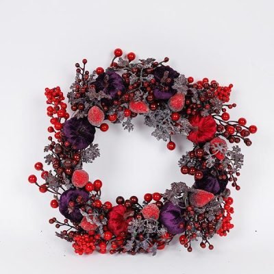 ΣΤΕΦΑΝΙ, ΜΕ ΜΠΟΡΝΤΟ ΚΑΙ ΣΚΟΥΡΟ ΜΩΒ ΚΟΛΟΚΥΘΕΣ, 45cm (600-46887)