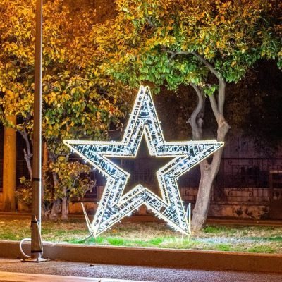 ΕΠΑΓΓΕΛΜΑΤΙΚΟ ΣΧΕΔΙΟ, ΑΣΤΕΡΙ 3D, ΘΕΡΜΗ ΛΕΥΚΗ LED ΦΩΤΟΣΩΛΗΝΑ, ΛΕΥΚΟ LED, 200x200cm, IP65 (600-23441)