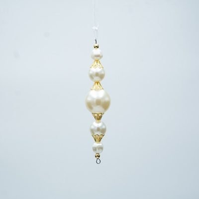 ΣΤΑΛΑΚΤΙΤΗΣ ΜΕ ΠΕΡΛΕΣ, ΛΕΥΚΟ ΜΕ ΧΡΥΣΟ, 3x13cm (600-47699)