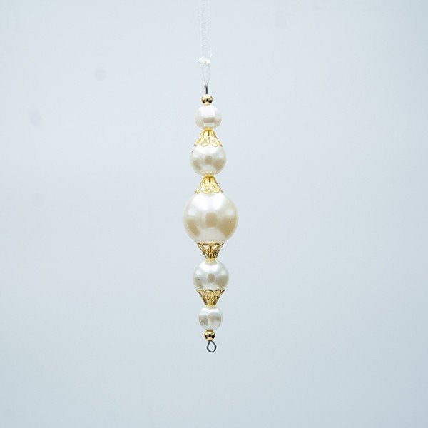 ΣΤΑΛΑΚΤΙΤΗΣ ΜΕ ΠΕΡΛΕΣ, ΛΕΥΚΟ ΜΕ ΧΡΥΣΟ, 3x13cm (600-47699)