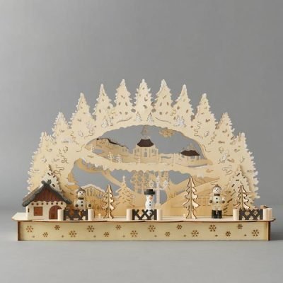 ΣΠΙΤΑΚΙ ΞΥΛΙΝΟ ΦΩΤΙΖΟΜΕΝΟ, ΘΕΡΜΟ ΛΕΥΚΟ LED, 11 LED, ΜΕ ΧΡΟΝΟΔΙΑΚΟΠΤΗ, ΜΕ ΜΠΑΤΑΡΙΑ, 45*12,5*30CM (600-41655)