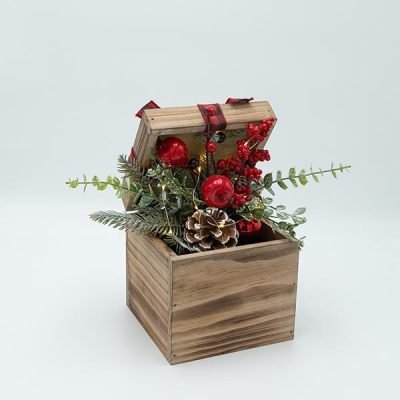 ΞΥΛΙΝΟ ΚΟΥΤΙ ΜΕ ΧΡΙΣΤΟΥΓΕΝΝΙΑΤΙΚΗ ΔΙΑΚΟΣΜΙΣΗ, ΦΩΤΙΖΟΜΕΝΟ, 17.50x26cm (600-47337)