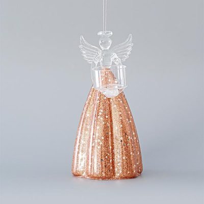 ΓΥΑΛΙΝΟΣ ΑΓΓΕΛΟΣ, ΔΙΑΦΑΝΟ-ΡΟΖ, 10×8,5×19,5cm (600-45136)