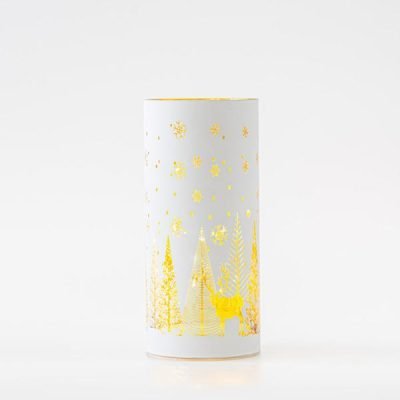 ΓΥΑΛΙΝΟ ΔΙΑΚΟΣΜΗΤΙΚΟ, ΛΕΥΚΟ, ΦΩΤΙΖΟΜΕΝΟ, ΜΕ ΧΕΙΜΕΡΙΝΗ ΠΑΡΑΣΤΑΣΗ, 9x20cm (600-45767)