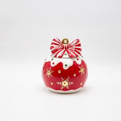 ΜΠΙΣΚΟΤΙΕΡΑ, ΧΡΙΣΤΟΥΓΕΝΝΙΑΤΙΚΗ  ΜΠΑΛΑ ΚΟΚΚΙΝΗ ΜΕ ΦΙΟΓΚΟ, ΔΙΑΚΟΣΜΗΤΙΚΗ, 16×17.5cm (600-47029)