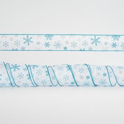 ΚΟΡΔΕΛΑ ΛΕΥΚΗ ΜΕ ΑΣΗΜΙ ΚΑΙ ΜΠΛΕ ΧΙΟΝΟΝΙΦΑΔΕΣ, 6,35cm, 10Y (600-44973)