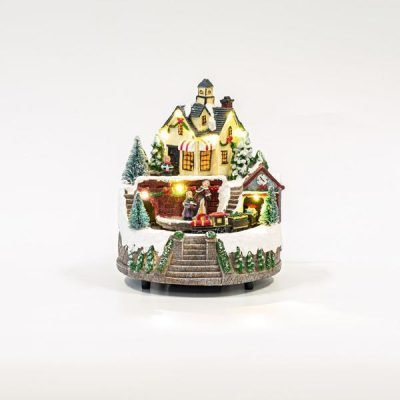 ΧΡΙΣΤΟΥΓΕΝΝΙΑΤΙΚΟΣ ΣΤΑΘΜΟΣ, ΜΕ ΜΕΤΑΣΧΗΜΑΤΙΣΤΗ, 9 LED, ΜΕ ΜΟΥΣΙΚΗ ΚΑΙ ΚΙΝΗΣΗ, 17×16,5x20cm (600-45619)