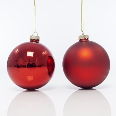 ΓΥΑΛΙΝΗ ΜΠΑΛΑ, ΚΟΚΚΙΝΗ, ΜΑΤ ΚΑΙ ΓΥΑΛΙΣΤΕΡΗ, ΣΕΤ 4 ΤΜΧ, 10cm (600-42395)