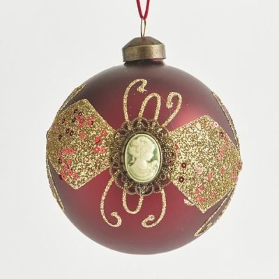 ΓΥΑΛΙΝΗ ΜΠΑΛΑ, ΚΟΚΚΙΝΗ ΜΕ ΣΧΕΔΙΟ, ΣΕΤ 4ΤΜΧ, 10cm (600-42791)