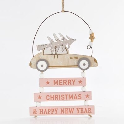 ΣΤΟΛΙΔΙ ΞΥΛΙΝΟ ΚΡΕΜΑΣΤΟ ΜΕ ΑΥΤΟΚΙΝΗΤΟ ΚΑΙ ΡΟΖ ΕΠΙΓΡΑΦΗ, 22cm (600-43965)