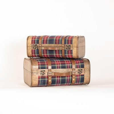 ΥΦΑΣΜΑΤΙΝΗ ΒΑΛΙΤΣΑ, ΚΟΚΚΙΝΟ ΚΑΡΟ, ΣΕΤ 2 ΤΜΧ, 45×30,5×19,5cm ΚΑΙ 40x24x16,5cm (600-45487)