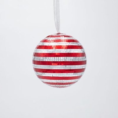 ΓΥΑΛΙΝΗ ΜΠΑΛΑ, ΝΤΙΣΚΟ,ΚΟΚΚΙΝΗ ΑΣΗΜΙ, 10cm (600-47048)