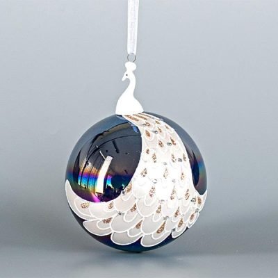 ΓΥΑΛΙΝΗ ΜΠΑΛΑ, ΜΠΛΕ ΜΕ ΠΟΡΣΕΛΑΝΙΝΟ ΠΑΓΩΝΙ, 1ΤΜΧ, 10cm (600-44866)