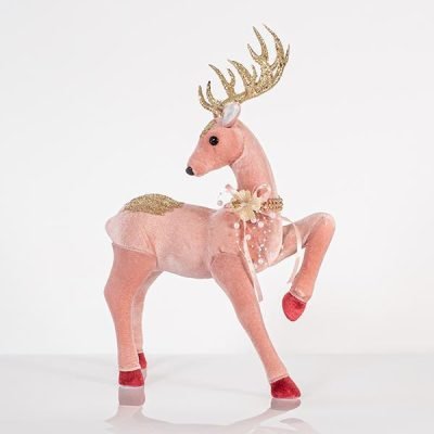 ΒΕΛΟΥΔΙΝΟ ΕΛΑΦΙ, ΡΟΖ, ΜΕ ΧΡΥΣΟ GLITTER, 33x47cm (600-44725)