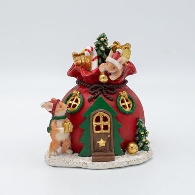 ΔΙΑΚΟΣΜΗΤΙΚΟ ΠΟΛΥΡΕΖΙΝ, ΣΠΙΤΑΚΙ ΜΕ ΠΟΝΤΙΚΑΚΙΑ, ΦΩΤΙΖΟΜΕΝΟ, 12x13cm (600-46965)