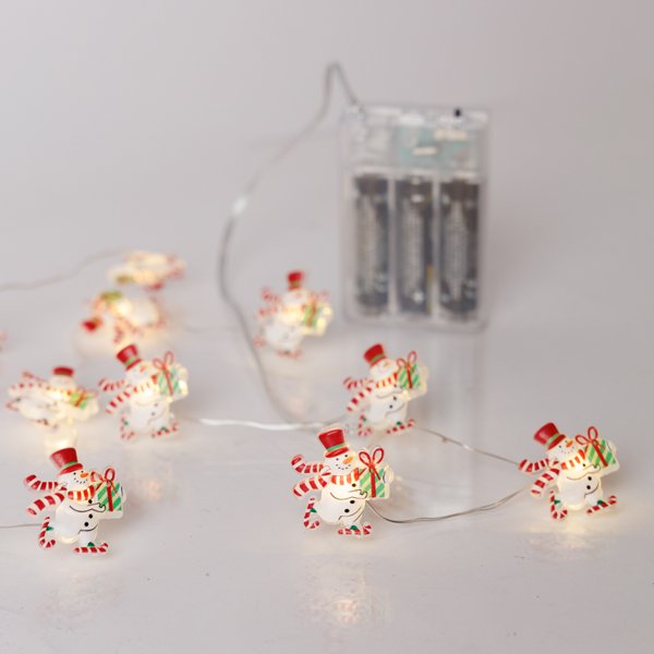 ΣΕΙΡΑ, 20 MINI LED, ΧΙΟΝΑΝΘΡΩΠΟΣ, ΜΠΑΤΑΡΙΑΣ 3xAA, ΧΡΟΝΟΔΙΑΚΟΠΤΗ, ΑΣΗΜΙ ΧΑΛΚΙΝΟ ΚΑΛΩΔΙΟ, ΘΕΡΜΟ ΛΕΥΚΟ LED ΑΝΑ 10cm, ΠΡΟΕΚΤΑΣΗ ΠΑΡΟΧΗΣ 30cm, IP20 (600-03361) - Image 3