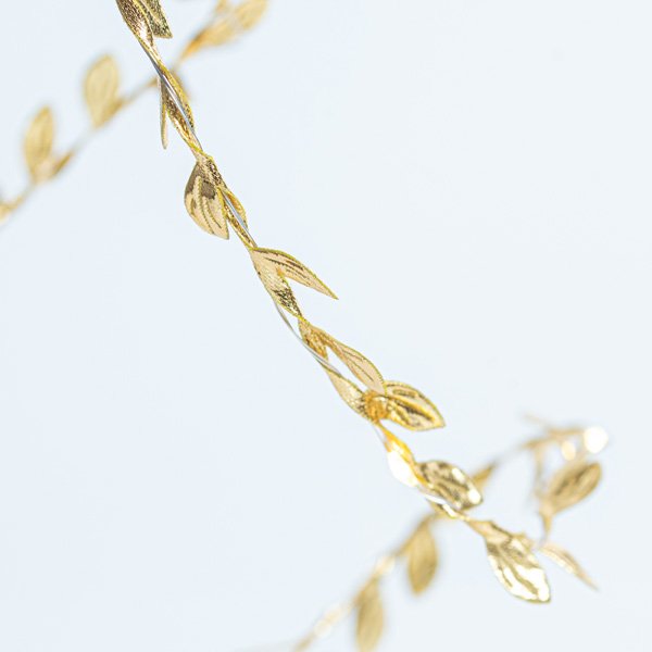 ΦΩΤΙΖΟΜΕΝΗ ΓΙΡΛΑΝΤΑ ΜΕ ΥΦΑΣΜΑΤΙΝΑ ΧΡΥΣΑ ΦΥΛΛΑ, 16 MINI LED, ΜΠΑΤΑΡΙΑΣ 3xAA, ΧΡΟΝΟΔΙΑΚΟΠΤΗ, ΘΕΡΜΟ ΛΕΥΚΟ LED ANA 10cm, ΠΡΟΕΚΤΑΣΗ ΠΑΡΟΧΗΣ 30cm, IP20 (600-11458) - Image 3