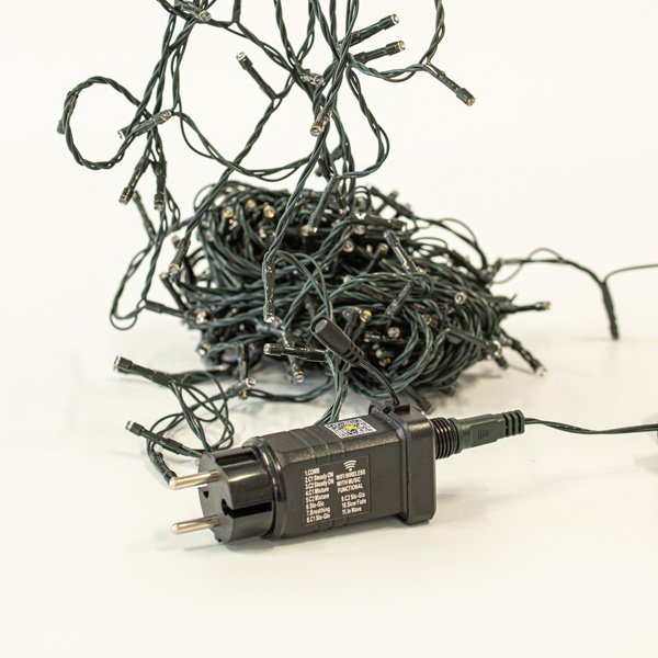 ΣΕΙΡΑ, 300 LED 5mm, 31V WIFI ΜΕΤΑΣΧΗΜΑΤΙΣΤΗ ΜΕ ΕΦΑΡΜΟΓΗ, ΠΡΑΣΙΝΟ PVC ΚΑΛΩΔΙΟ, ΘΕΡΜΟ ΛΕΥΚΟ & ΧΡΩΜΑΤΙΣΤΟ LED ΑΝΑ 7.5cm, ΠΡΟΕΚΤΑΣΗ ΠΑΡΟΧΗΣ 3m, IP44 (600-11853) - Image 3