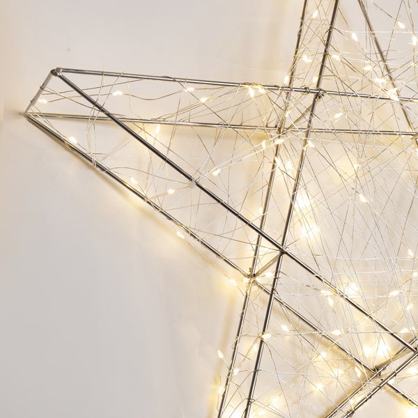 ΑΣΤΕΡΙ ΦΩΤΙΖΟΜΕΝΟ 110cm, 480 LED, 4,5V ΜΕΤΑΣΧΗΜΑΤΙΣΤΗ, TIMER, ΑΣΗΜΙ ΜΕΤΑΛΛΙΚΟΣ ΣΚΕΛΕΤΟΣ, ΑΣΗΜΙ ΧΑΛΚΙΝΟ ΚΑΛΩΔΙΟ, ΘΕΡΜΟ ΛΕΥΚΟ LED, ΠΡΟΕΚΤΑΣΗ ΠΑΡΟΧΗΣ 5m, IP44 (600-22463) - Image 2