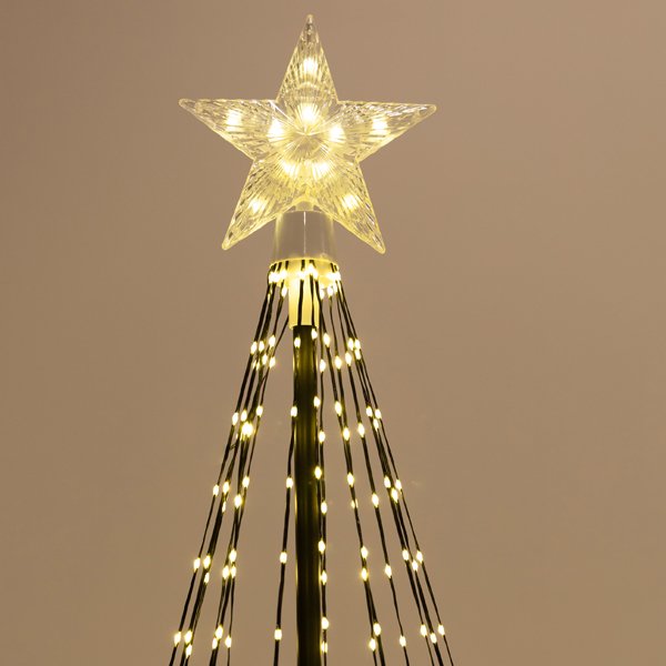 ΔΕΝΤΡΟ ΦΩΤΙΖΟΜΕΝΟ ΜΕ ΑΣΤΕΡΙ ΚΟΡΥΦΗ 120cm, 31V ΜΕΤΑΣΧΗΜΑΤΙΣΤΗ, ΑΝΑΔΙΠΛΟΥΜΕΝΗ ΒΑΣΗ, 325 MINI ΓΑΛΑΚΤΕΡΑ LED, ΜΑΥΡΟ ΠΛΑΚΕ ΧΑΛΚΙΝΟ ΚΑΛΩΔΙΟ, ΘΕΡΜΟ ΛΕΥΚΟ LED, ΠΡΟΕΚΤΑΣΗ ΠΑΡΟΧΗΣ 5m, IP44 (600-22558) - Image 3