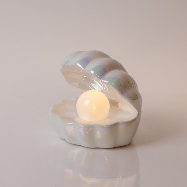 ΚΕΡΑΜΙΚΟ ΜΑΡΓΑΡΙΤΑΡΙ, ΛΕΥΚΟ, ΦΩΤΙΖΟΜΕΝΟ, ΜΠΑΤΑΡΙΑΣ, 1 ΘΕΡΜΟ ΛΕΥΚΟ LED, 14.7x12.5x14cm (600-41217) - Image 2