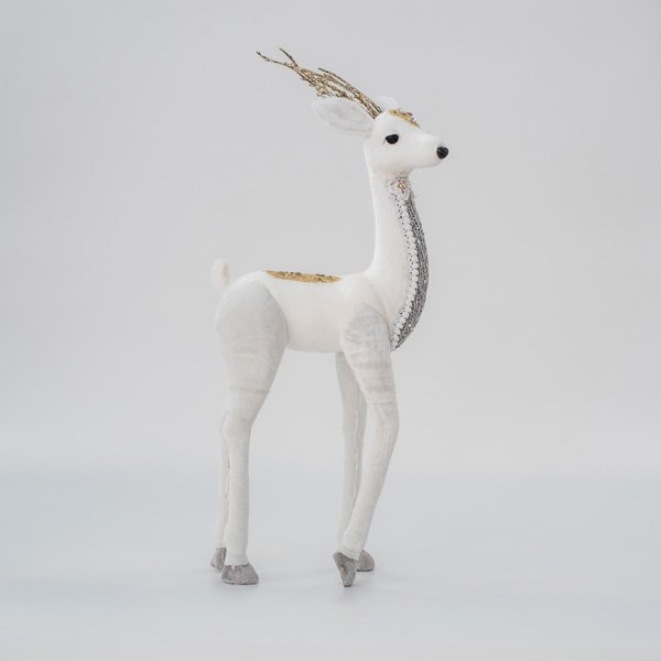 ΒΕΛΟΥΔΙΝΟ ΕΛΑΦΙ, ΛΕΥΚΟ, ΜΕ ΧΡΥΣΟ ΓΚΛΙΤΕΡ, 19x45x8cm (600-45570) - Image 2