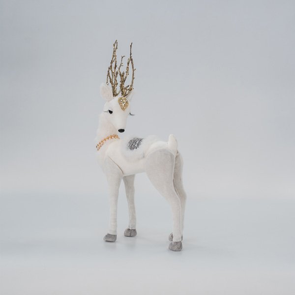 ΒΕΛΟΥΔΙΝΟ ΕΛΑΦΙ, ΛΕΥΚΟ, ΜΕ ΧΡΥΣΟ ΓΚΛΙΤΕΡ, 19x39x8cm (600-45572) - Image 2