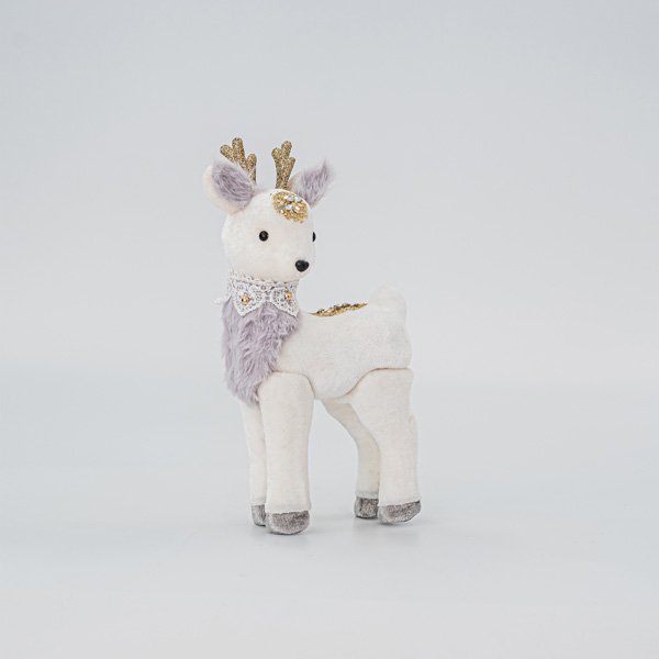 ΒΕΛΟΥΔΙΝΟ ΤΑΡΑΝΔΑΚΙ, ΛΕΥΚΟ, ΜΕ ΧΡΥΣΟ ΓΚΛΙΤΕΡ, 12x7x23cm (600-45573) - Image 2