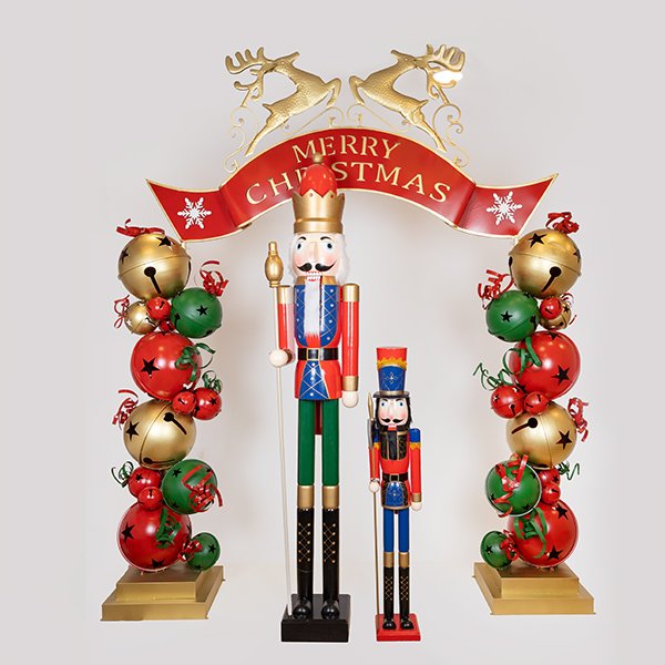 ΜΕΤΑΛΛΙΚΗ ΚΑΜΑΡΑ ΜΕ ΚΟΥΔΟΥΝΙΑ ΚΑΙ ΕΠΙΓΡΑΦΗ MERRY CHRISTMAS, 263x55x309cm (600-46605) - Image 2