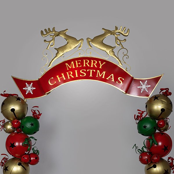 ΜΕΤΑΛΛΙΚΗ ΚΑΜΑΡΑ ΜΕ ΚΟΥΔΟΥΝΙΑ ΚΑΙ ΕΠΙΓΡΑΦΗ MERRY CHRISTMAS, 263x55x309cm (600-46605) - Image 3