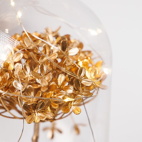 ΠΛΑΣΤΙΚΟΣ ΘΟΛΟΣ H20cm, Φ11cm, ΜΠΑΤΑΡΙΑΣ 3XAA, ΧΡΟΝΟΔΙΑΚΟΠΤΗΣ, 10 ΘΕΡΜΑ ΛΕΥΚΑ LED, ΑΣΗΜΈΝΙΟ ΧΑΛΚΙΝΟ ΚΑΛΩΔΙΟ, ΧΡΥΣΟ ΛΟΥΛΟΥΔΙ ΟΡΤΑΝΣΙΑ, IP20 (600-46656) - Image 2