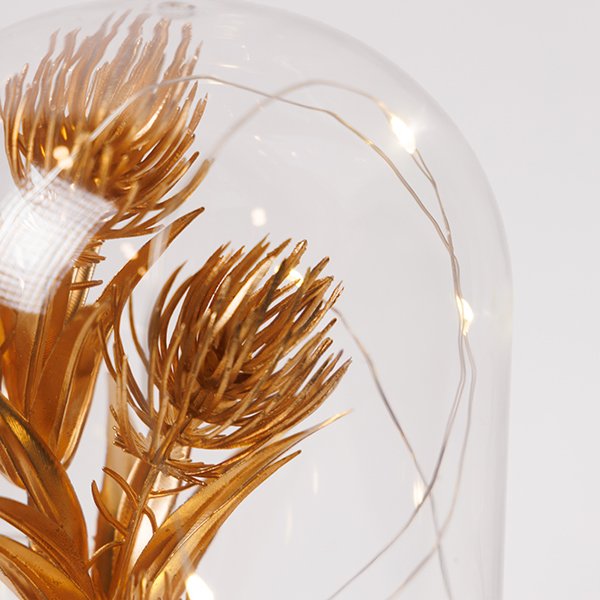 ΠΛΑΣΤΙΚΟΣ ΘΟΛΟΣ H20cm, Φ11cm, ΜΠΑΤΑΡΙΑΣ 3XAA, ΧΡΟΝΟΔΙΑΚΟΠΤΗΣ, 10 ΘΕΡΜΑ ΛΕΥΚΑ LED, ΑΣΗΜΈΝΙΟ ΧΑΛΚΙΝΟ ΚΑΛΩΔΙΟ, ΧΡΥΣΟ ΛΟΥΛΟΥΔΙ ΜΕ ΦΥΛΛΑ, IP20 (600-46657) - Image 2