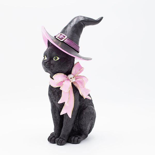 ΓΑΤΟΥΛΑ ΜΑΓΙΣΣΑ ΠΟΛΥΡΕΖΙΝ, ΜΕ ΡΟΖ ΦΙΟΓΚΟ, HALLOWEEN, 15.3x14.5x29.8cm (600-46753) - Image 2