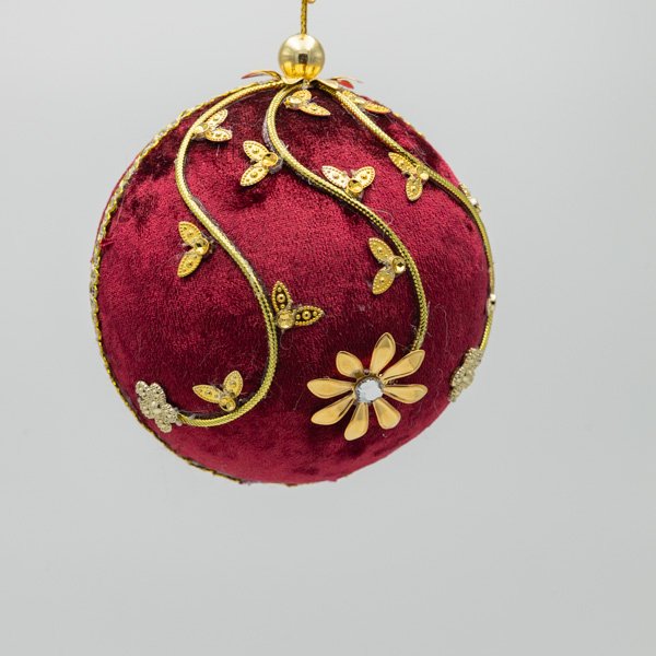 ΒΕΛΟΥΔΙΝΗ ΜΠΑΛΑ, ΜΠΟΡΝΤΟ, ΜΕ ΧΡΥΣΕΣ ΠΕΤΑΛΟΥΔΕΣ, 10cm (600-46985) - Image 2