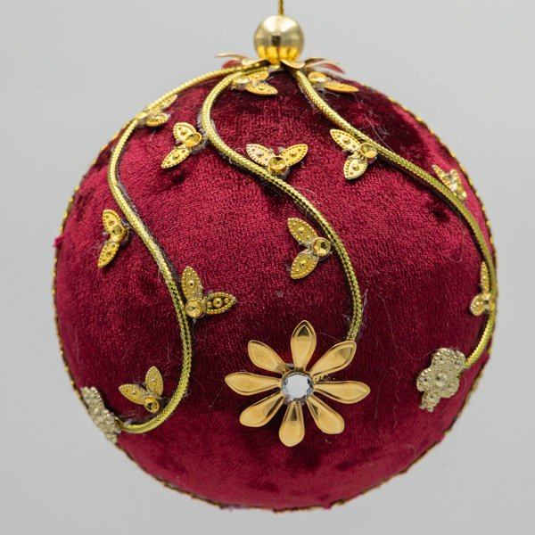 ΒΕΛΟΥΔΙΝΗ ΜΠΑΛΑ, ΜΠΟΡΝΤΟ, ΜΕ ΧΡΥΣΕΣ ΠΕΤΑΛΟΥΔΕΣ, 10cm (600-46985) - Image 3