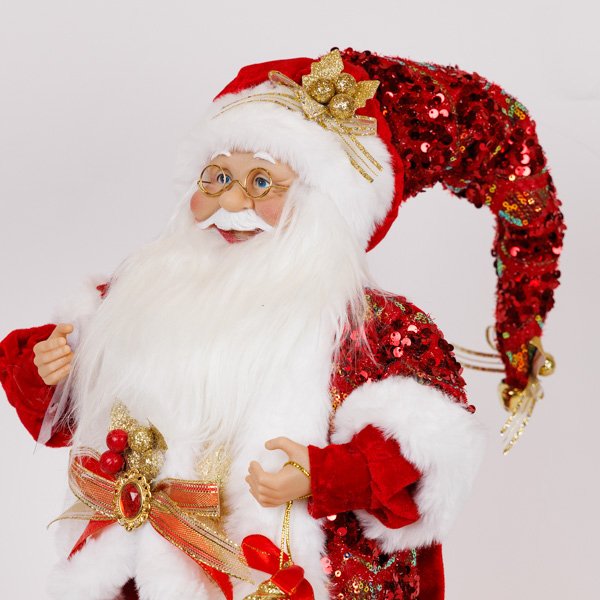 ΑΓΙΟΣ ΒΑΣΙΛΗΣ ΜΕ ΚΟΚΚΙΝΑ ΠΛΟΥΜΙΣΤΑ ΡΟΥΧΑ, 45cm (600-47261) - Image 3