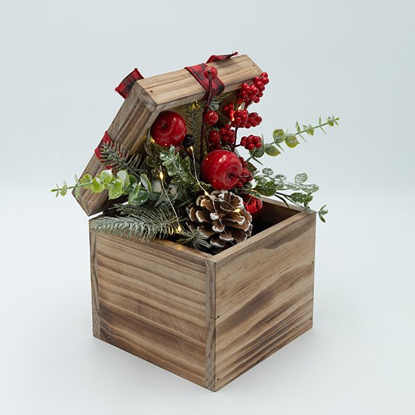 ΞΥΛΙΝΟ ΚΟΥΤΙ ΜΕ ΧΡΙΣΤΟΥΓΕΝΝΙΑΤΙΚΗ ΔΙΑΚΟΣΜΙΣΗ, ΦΩΤΙΖΟΜΕΝΟ, 17.50x26cm (600-47337) - Image 2