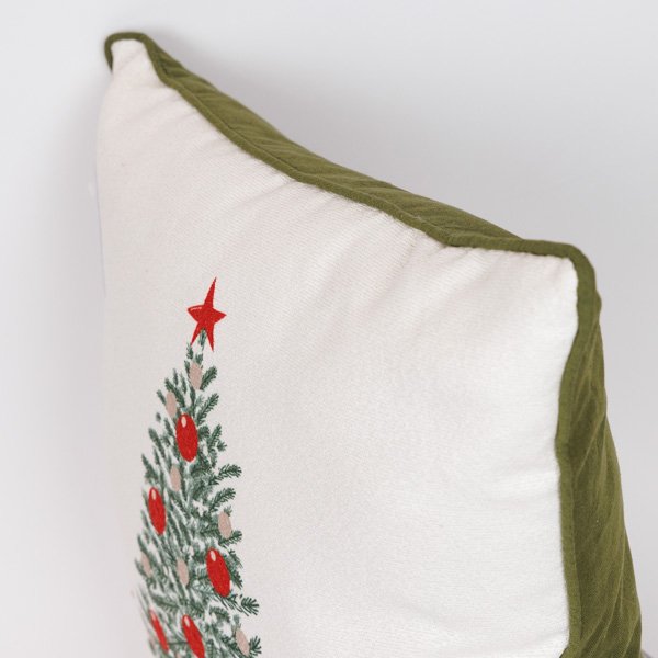 ΜΑΞΙΛΑΡΙ, ΛΕΥΚΟ ΜΕ ΠΡΑΣΙΝΟ ΧΡΙΣΤΟΥΓΕΝΝΙΑΤΙΚΟ ΔΕΝΤΡΟ, 45x45cm (600-47389) - Image 2