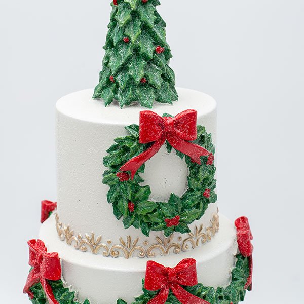 ΤΟΥΡΤΑ ΠΟΛΥΡΕΖΙΝ, ΜΕ ΧΡΙΣΤΟΥΓΕΝΝΙΑΤΙΚΟ ΔΕΝΤΡΟ, 16.5x16.5x41.5cm (600-47707) - Image 3