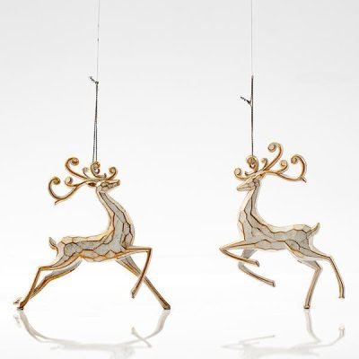 ΤΑΡΑΝΔΟΣ ΑΚΡΥΛΙΚΟΣ, ΛΕΥΚΟΣ ΜΕ ΧΡΥΣΟ, 2 ΣΧΕΔΙΑ, 14,5x14cm (600-44668)