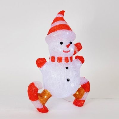 ΑΚΡΥΛΙΚΟΣ ΧΙΟΝΑΝΘΡΩΠΟΣ ΜΕ SKATE,  3,5V ΜΕΤΑΣΧΗΜΑΤΙΣΤΗ, 55 ΛΕΥΚΑ LED + 5 ΛΕΥΚΑ FLASHING LED, ΠΡΟΕΚΤΑΣΗ ΠΑΡΟΧΗΣ 5m, 34x19x50cm, IP44 (600-40887)