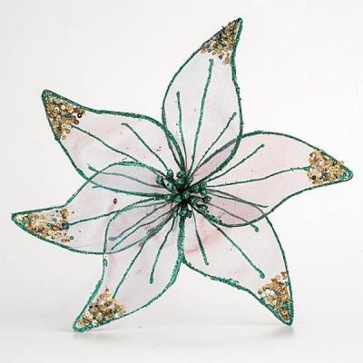 ΛΟΥΛΟΥΔΙ ΟΡΓΑΝΤΖΑ, ΔΙΑΦΑΝΟ ΜΠΛΕ ΜΕ GLITTER, 30cm (600-44767)