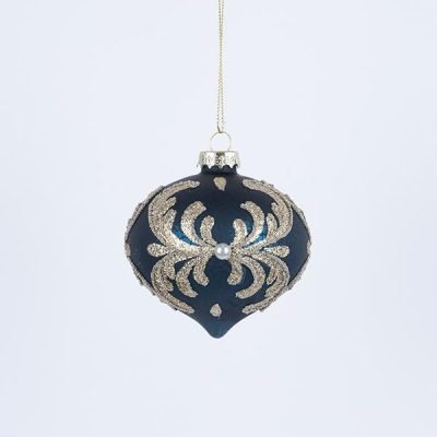 ΓΥΑΛΙΝΗ ΜΠΑΛΑ, ΜΠΛΕ, ΜΕ ΧΡΥΣΑ ΣΧΕΔΙΑ, ΣΕΤ 4ΤΜΧ, 8cm (600-42870)